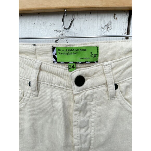 Free People x SR Sandrine Rose Cream White Straight Fit Leg Jeans Size 24 NEW - Picture 2 of 6